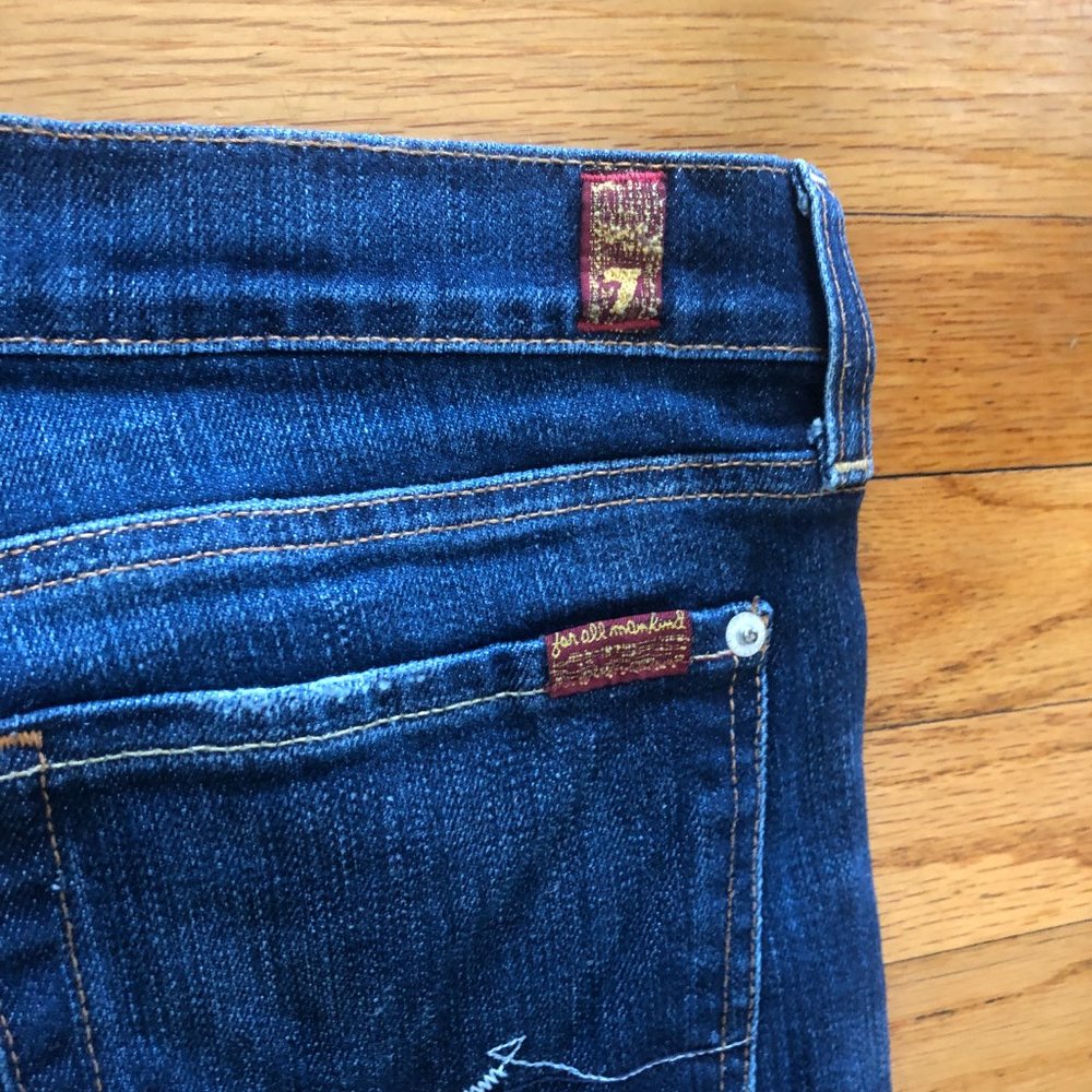 7 For All Mankind Low-Rise Bootcut Jeans Blue Denim Size 31 - Picture 3 of 10